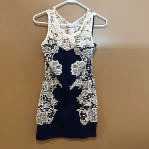 Venus blue and white lace dress